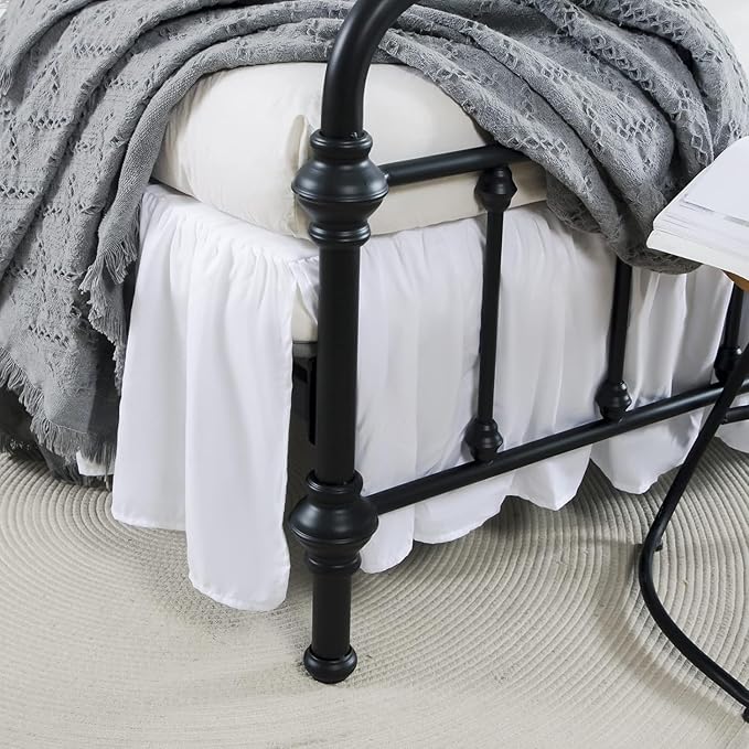 Bed Skirt Twin Size Ruffled Bed Skirt with Split Corners, 12 Inch Drop Dust Ruffle Bed Skirt with Platform, White