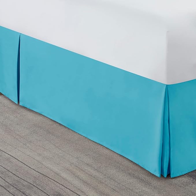 Nestl Beach Blue Twin Bed Skirt - Twin Size Bed Skirt 14 Inch Drop - Brushed Microfiber Bed Skirts - Hotel Quality Pleated Bed Skirt - Shrinkage & Fade Resistant