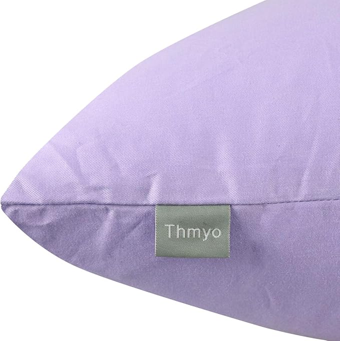 4-Pack 100% Cotton Comfortable Solid Decorative Throw Pillow Case,Thmyo Square Cushion Cover Pillowcase Sublimation Blank Pillow Covers DIY Throw Pillowcase for Sofa(20x20 inch/ 50x50cm,Light Purple)