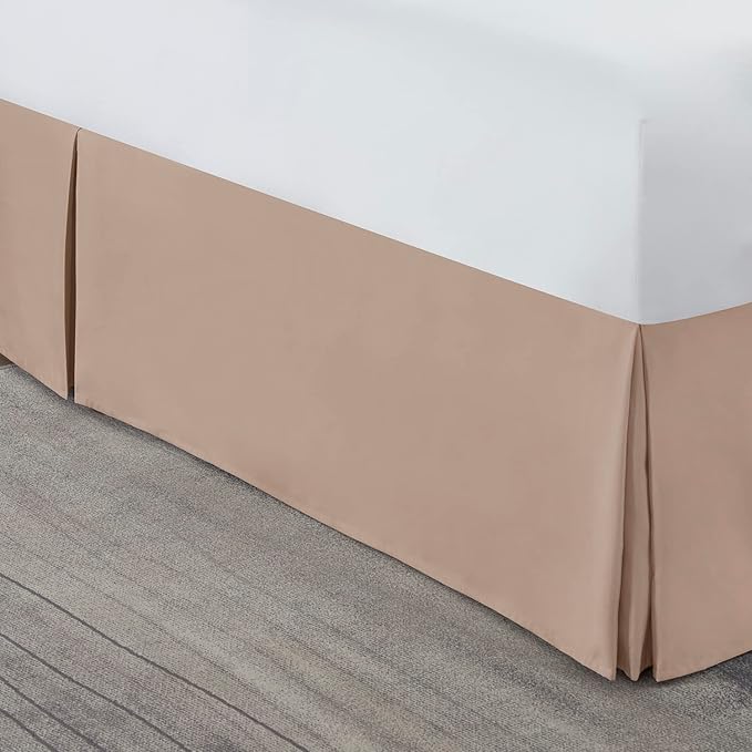 Nestl Taupe Full Bed Skirt - Full Size Bed Skirt 14 Inch Drop - Brushed Microfiber Bed Skirts - Hotel Quality Pleated Bed Skirt - Shrinkage & Fade Resistant