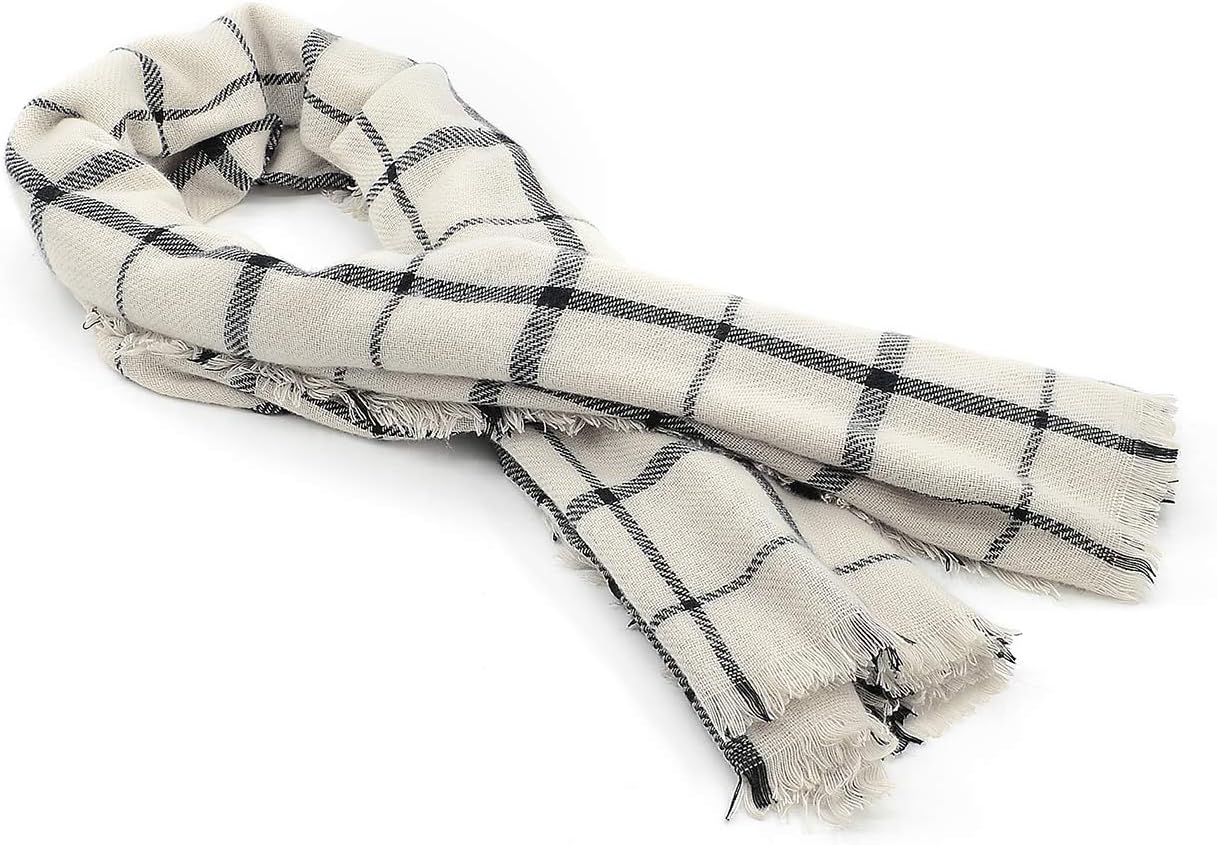 American Trends Women's Cozy Warm Winter Fall Blanket Scarf Stylish Soft Chunky Checked Giant Scarves Shawls