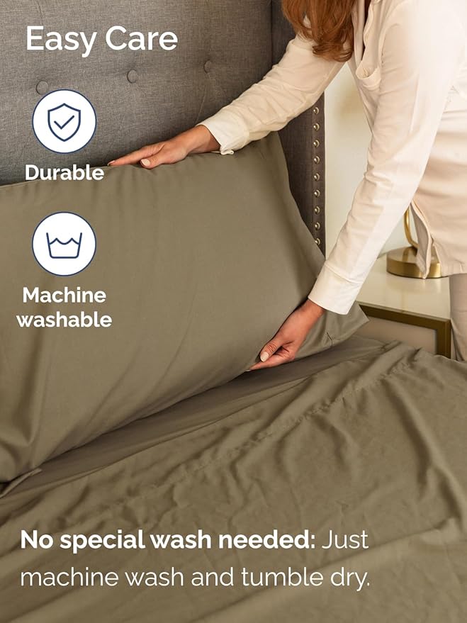 Extra Deep Pocket Full Sheets - 4 Piece Breathable & Cooling Bed Sheets - Hotel Luxury Bed Sheet Set - Soft, Wrinkle Free & Comfy - Easily Fits Extra Deep Mattresses - Deep Pocket Khaki Sheets Set