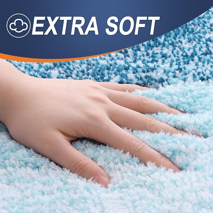 OLANLY Bathroom Runner Rugs 70x24, Extra Soft Absorbent Microfiber Bath Rugs, Rubber Backing, Quick Dry, Washable Bath Mats for Bathroom Floor, Tub and Shower, Home Decor Accessories, Peacock Blue