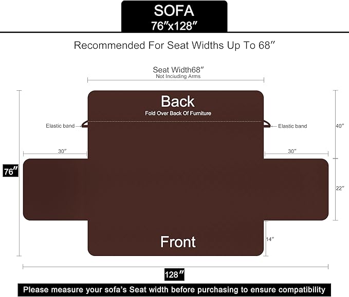 U-NICE HOME Reversible Sofa Cover Couch Cover for Dogs with Elastic Straps Water Repellent Furniture Protector for Pets Couch Cover for 3 Cushion Couch (Sofa, Coffee/Beige)
