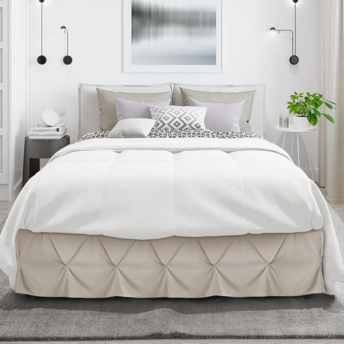 Nestl Linen Bed Skirt Twin Size, Pinch Pleat Twin Bed Skirt, 14" Inch Drop Twin Bedskirt, Hotel Quality Linen Bed Skirts, Premium Microfiber Bedskirt for Twin Bed, Linen Twin Bed Skirt