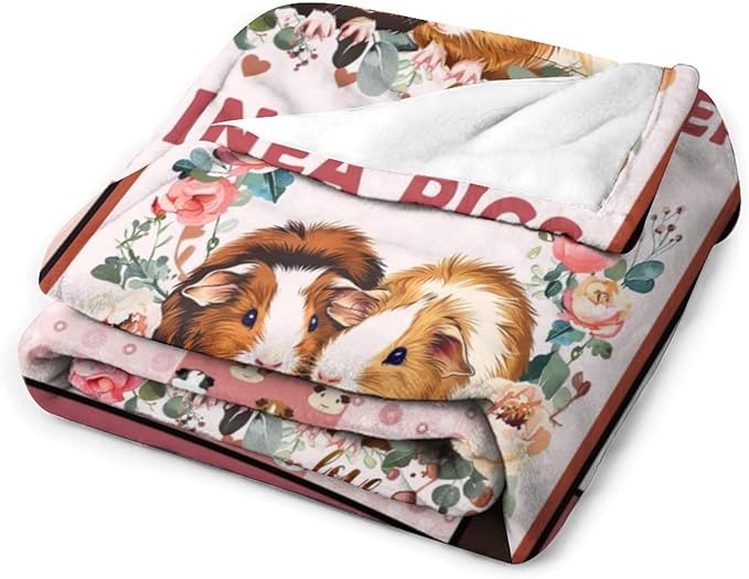 Guinea Pig Blanket Cute Pink Guinea Pigs Print Throw Blankets for Couch Sofa Bed Stuff Decor Lightweight Soft Cozy Fleece Plush Warm Flannel Bedding Gifts for Baby Girls Boys Kids Women Adults 60"x80"