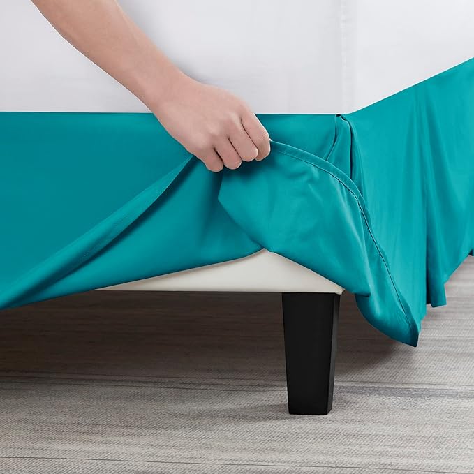 Nestl Teal Full XL Bed Skirt - Full XL Size Bed Skirt 14 Inch Drop - Brushed Microfiber Bed Skirts - Hotel Quality Pleated Bed Skirt - Shrinkage & Fade Resistant