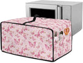 Pink Butterfly Print Microwave Oven Dust Cover Polyester-Linen Fabric Dust Cover for Microwave Oven Universal Dust-Proof Kitchen Appliance Protector Fits Most Microwaves, S