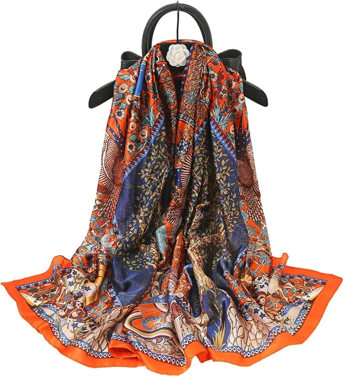 Fashion Scarves Scarf 100% Silk Feeling Scarf Silk Like Scarves Long Lightweight Sunscreen Shawls for Women