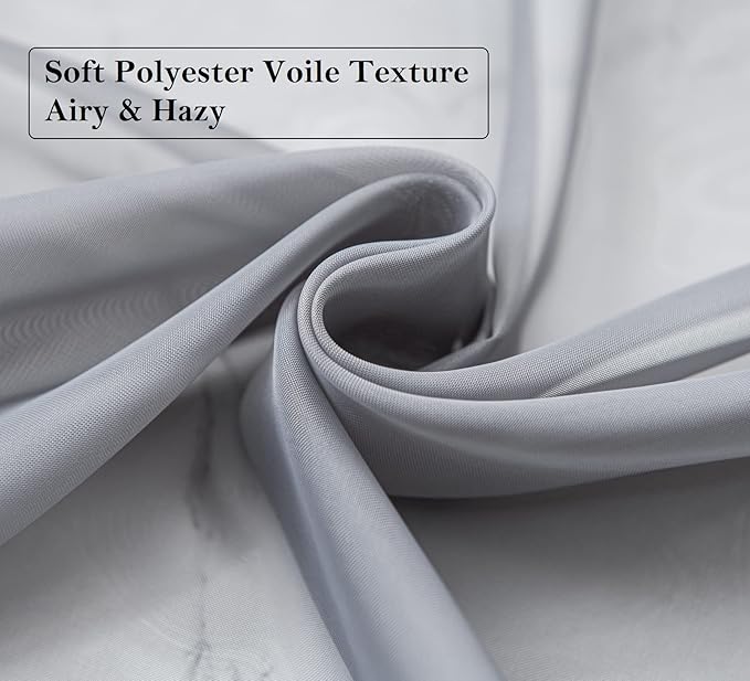 PI Dark Grey Sheer Curtains 108 Inches Long with Grommet,Morden Voile Textured Window Treatment for Living Room/Bedroom 2 Panels (W52 X L108, Dark Grey)