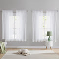 NICETOWN White Sheer Curtains 63 inches Long 4 Panels, 42 inch Wide Rod Pocket Light Filtering Drapes Translucent Modern Voile Airy & Breathable Window Treatment for Kitchen