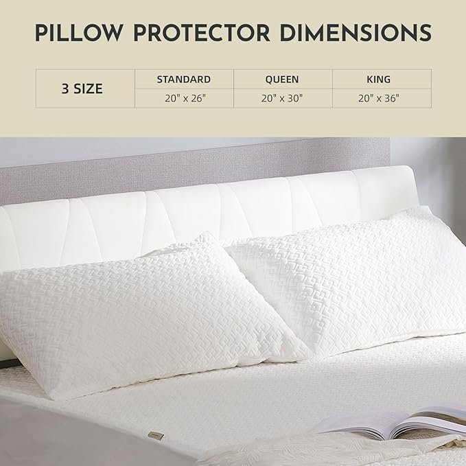 CoolShields Pillow Protector (2 Pack) King – Waterproof Zippered Pillow Covers, Hypoallergenic, Premium Pillowcase Encasement for Better Sleep