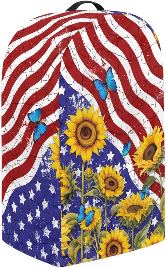 American Flag Sunflower Blender Dust Cover Stand Mixer or Coffee Maker Appliance Covers with Drawstring, Anti Fingerprint Dust Proof Stain Resistant Blender Cover for Kitchen