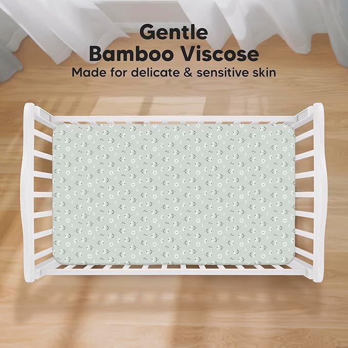 KeaBabies 2-Pack Baby Crib Sheets for Boys, Girls - 52x28 Viscose Derived from Bamboo Toddler Bed Sheets Neutral, Fitted Crib Mattress Cover for Standard Baby Bedding, Soft & Cozy (Daisies)