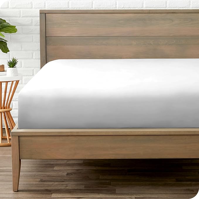 Bare Home Fitted Bottom Sheet Short Queen Size - Premium 1800 Microfiber - Ultra-Soft Hotel Luxury - Deep Pocket - Durable and Long Lasting - Fitted Sheet (Short Queen, Cloud Grey)