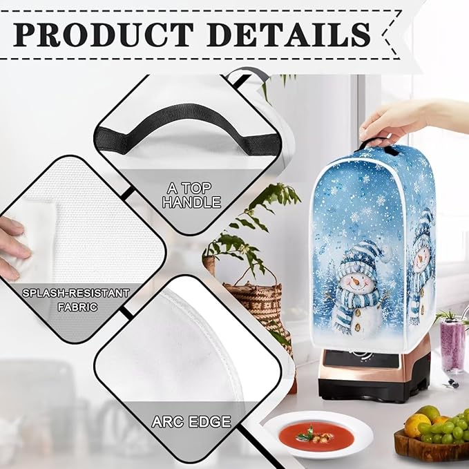 Christmas Blender Cover Dust Cover for Kitchen Snowman Food Processor Dust Covers with Handle Easy to Install Protection Covers for Stand Mixer Juice Machine Christmas Decor