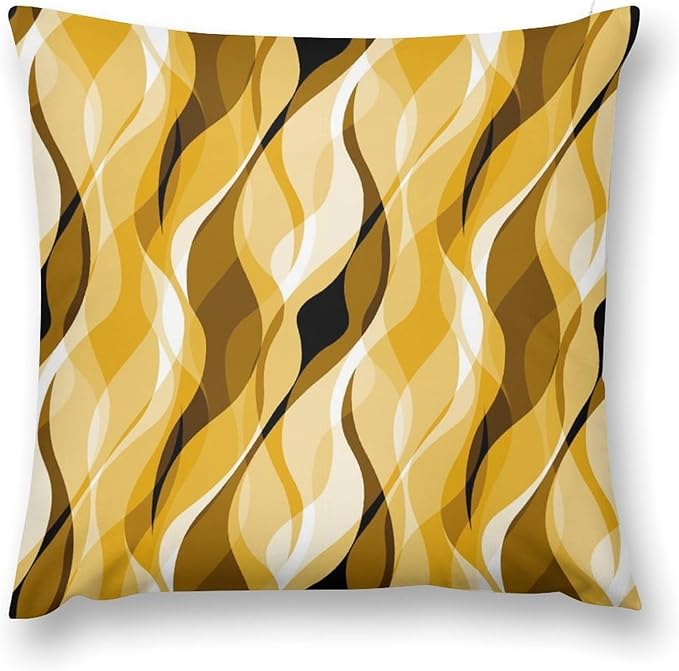 Yellow Throw Pillow Covers Abstract Ombre Yellow and Grey Striped Decorations for Bedroom Living Room Farmhouse Sofa Pillows Bed Couch 16x16 Inch