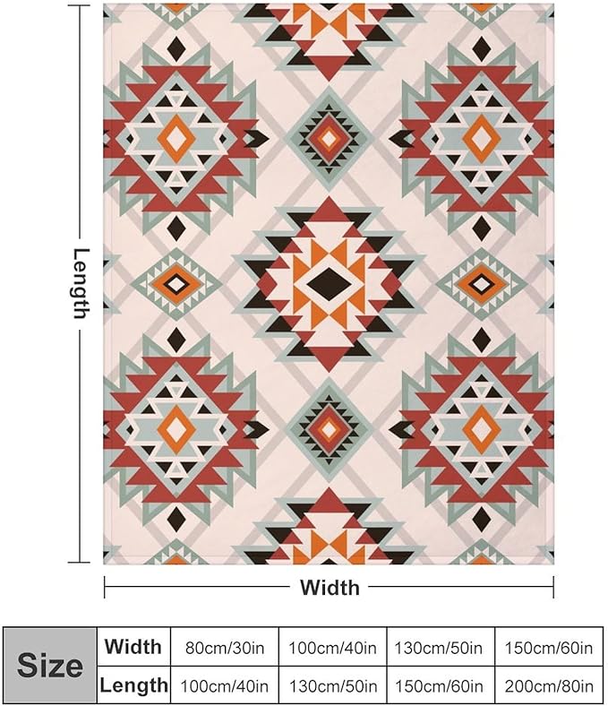 Southwest Style Blanket, Boho Geometric Print Throw Blanket Tribal Aztec Blanket for Couch Bed Sofa Cover Throw Home DéCor 40"x50"