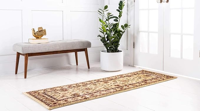 Unique Loom Voyage Collection Traditional Oriental Classic Area Rug (2' 0 x 8' 0 Runner, Ivory/Gold)
