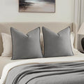 MIULEE Decorative Euro Sham Pillow Covers 24x24, 2 Pack Large Boho Farmhouse Neutral Throw Pillows for Bed, Thick Textured Modern Linen Cushion Cases Couch Sofa Living Room Home Decor, Grey