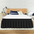 Twin Bed Skirt, Elastic Wrap Around Bed Skirt Twin Size, Bed Skirts for Adjustable Bed, Easy Fit with 18" Drop Length Tailored Drop Dust Ruffle (Black)