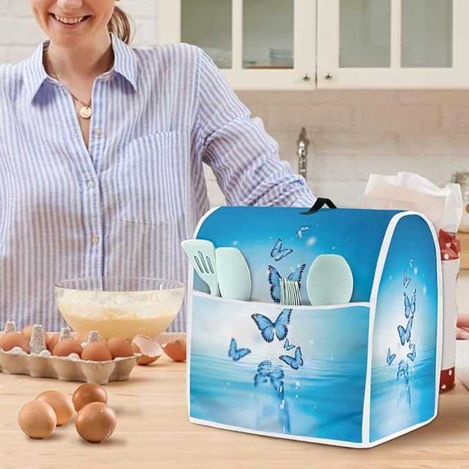 Butterfly Stand Mixer Cover Dust Protective Blue Stand Mixer Covers For Kitchen Aid 6-8 Quart Mixers Dustproof Cloth Cover for Small Appliance Protector 2025