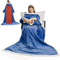Heated Blanket, 55"×80" Wearable Electric Blanket with Sleeves, Sherpa Snuggle Throw Blanket, Warm Gift for Grandma, Mom, Dad, (Navy)