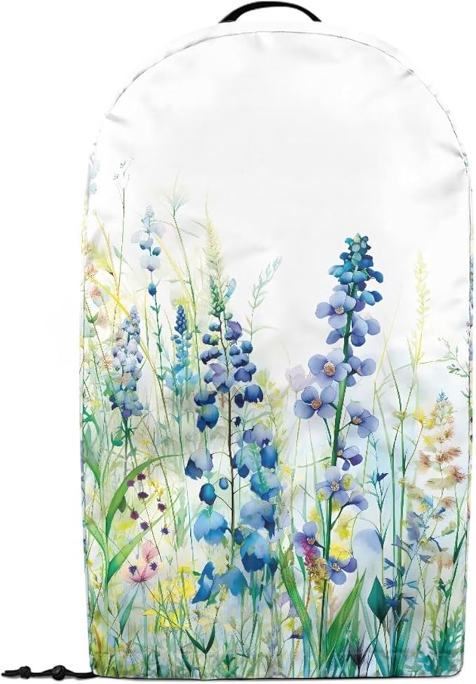 Blue Lavender Floral Kitchen Blender Cover Food Processor Dust Cover with Drawstring and Top Handle, Dust Protection Easy to Clean Small Appliance Coffee Maker Cover Juicer Cover