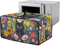 Microwave Oven Dust Cover Heavy Duty Microwave Oven Cover Waterproof Dust-Proof Kitchen Machine Covers Case Protections for Toaster Oven, Oil Painting Cat Sunflower Daisy Print, L