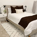 Bed Runner Set - 100% Pure Cotton 800 Thread Count - Luxury 1 Pinch Pleated Bed Runner and 2 Pillow Cover - 3 Piece Pinch Pleated Bed Runner Set Queen, Chocolate