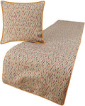 The HomeCentric King Queen Twin Beige & Multicolor Luxury CA King 86"x18" Bed Runner with 2 Pillow Cover, Chevron Embroidery Bed Scarf on Jacquard Embroidered Fabric - Happy Chevy