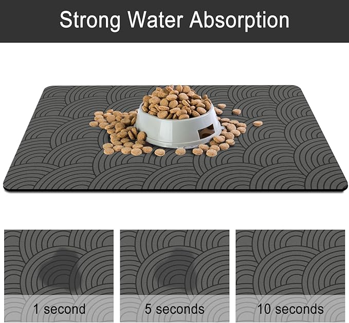 Dog Food Mat for Floors, Absorbent and Quick-Drying Pet Cat Food Mat,Anti-Fouling and Easy-to-Clean Pet Feeding Mat,Dog Bowl Mats for Messy Drinking Water Bowls.12 x20inch Boho Style