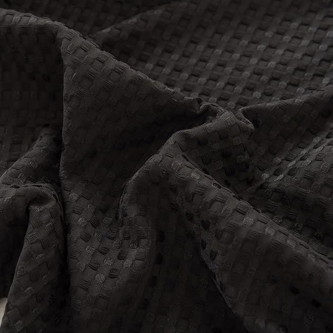Bed Skirt King Size, Pleated Waffle Weave Bed Skirt with Split Corners, Tailored Dust Ruffle 16 Inch Drop Easy Fit, Machine Washable, Black, 16" King