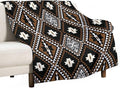 Rustic Western Throw Blanket, Southwestern Bohemian Ethnic Style Native Aztec Pattern Flannel Blanket for Sofa Bed, All Seasons 40"x50"