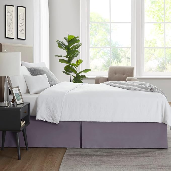 Nestl Grayish Purple Bed Skirt King Size - King Bed Skirt 14 Inch Drop - Brushed Microfiber Bed Skirts - Hotel Quality Pleated Bed Skirt - Shrinkage & Fade Resistant