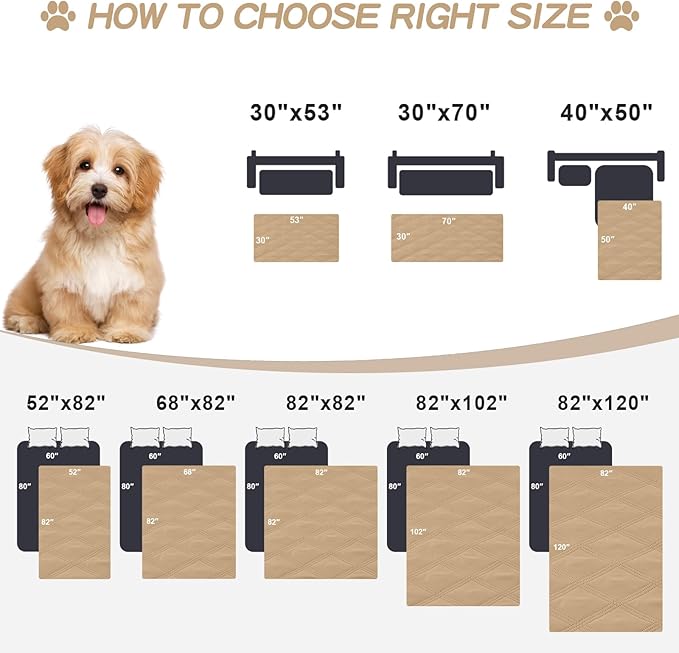 Smiry Waterproof Dog Bed Cover Blanket 82x82, Soft Reversible Pet Blanket, Washable Leakproof Cats Dogs Couch Cover for Sofa, Couch, Furniture, Lattice, Camel/Beige
