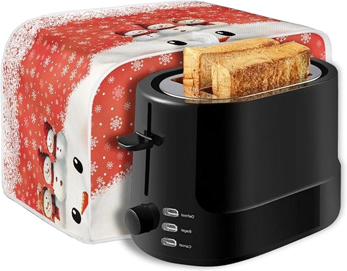 Christmas Snowman Printed Toaster Cover - Anti-Dust & Fingerprint, Snowflake Print Toaster Covers for Kitchen Small Appliance & Microwave Oven Decor Accessories