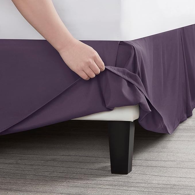 Nestl Dark Purple Twin XL Bed Skirt - Twin XL Size Bed Skirt 14 Inch Drop - Brushed Microfiber Bed Skirts - Hotel Quality Pleated Bed Skirt - Shrinkage & Fade Resistant
