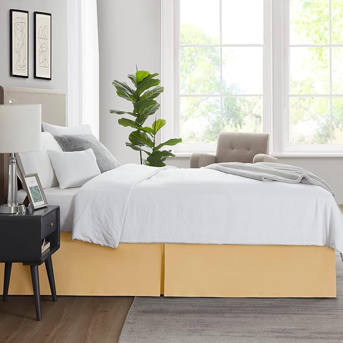 Nestl Gold Bed Skirt King Size - King Bed Skirt 14 Inch Drop - Brushed Microfiber Bed Skirts - Hotel Quality Pleated Bed Skirt - Shrinkage & Fade Resistant