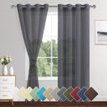 XWZO Dark Grey Sheer Curtains 84 Inches Long for Bedroom, Ring Top Light Filtering Extra Soft Voile Window Curtains with Grommet for Dining Room with Tiebacks, Set of 2 Panels, 52 x 84 Inches Long