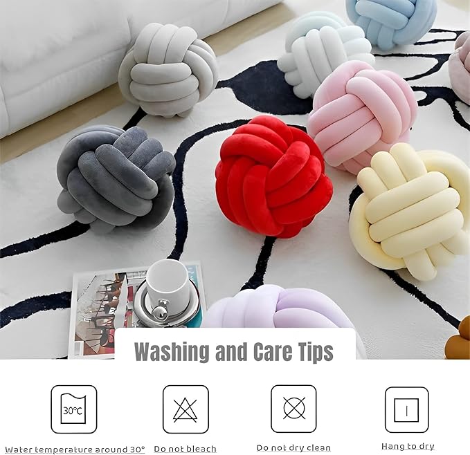 Knot Ball Pillows, Round Throw Pillow Cushion Home Decoration Soft Plush Pillow, Throw Knotted Ball Pillow Handmade Children Room Decoration Round Plush Toy Pillow (Dark Blue,11"/28cm)