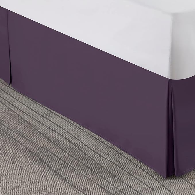 Nestl Dark Purple Bed Skirt King Size - King Bed Skirt 14 Inch Drop - Brushed Microfiber Bed Skirts - Hotel Quality Pleated Bed Skirt - Shrinkage & Fade Resistant