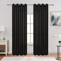 Sheer Curtains Faux Linen Semi Voile Light Filtering Drapes Pair for Bedroom Living Room, Set of 2 Grommet Top Window Curtain Panels (Each 54 x 95 Inch, Black)