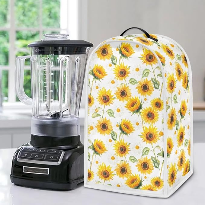 Sunflower Blender Covers for Kitchen Yellow Appliance Cover Washable Anti-Stain Oil-Proof Food Processor Dust Cover Foldable Kitchen Accessory Gift for Friends
