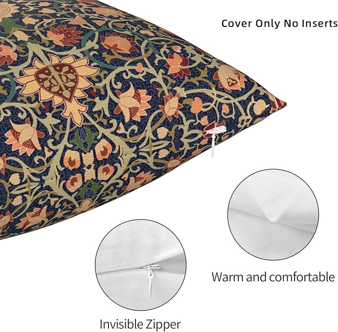 William Morris Vintage Floral 16x16 inches Throw Pillow Covers Cushion Covers for Couch Home Bed Living Room Decorative Pillow Cases