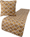 The HomeCentric King Queen Twin Beige & Yellow Gold Handmade Queen 74"x18" Bed Runner with Pillow Cover, Floral Embroidery Bed Scarf on Cotton Embroidery Fabric - Autumn Bloom