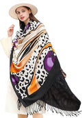 DANA XU 100% Merino Wool Pashmina Shawl for Women 96"x43", Oversized Cashmere Wrap with Tassels, Floral Travel Blanket Cape