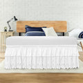 Queen Bed Skirt, Double-Layered Ruffled Eyelet Bed Skirt, Wrap-Around Elastic Dust Ruffle Queen Size with Gathered Styling and Embroidered Details, 14" Drop Length (White)