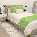 Bed Runner Set - 100% Pure Cotton 800 Thread Count - Luxury 1 Pinch Pleated Bed Runner and 2 Pillow Cover - 3 Piece Pinch Pleated Bed Runner Set Twin, Sage