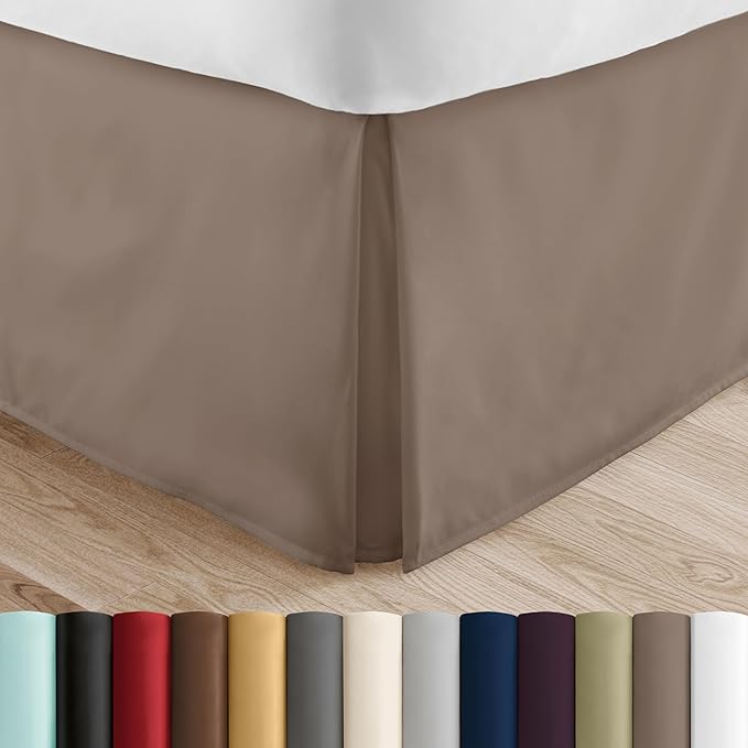 Linen Market Bed Skirt - Ultra Soft Microfiber - Easy Fit with 14 Inch Tailored Drop - Hotel Quality, Shrinkage & Fade Resistant - Bed Cover - Twin XL Bed Skirts - Bedroom Décor - (Twin XL, Taupe)